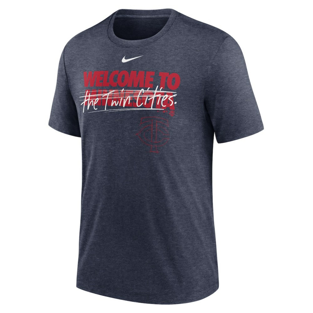 Heather Navy Minnesota Twins Nike Home Spin Tri-Blend T-Shirt