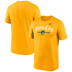 Gold Milwaukee Brewers Nike Local Legend Practice Performace T-Shirt