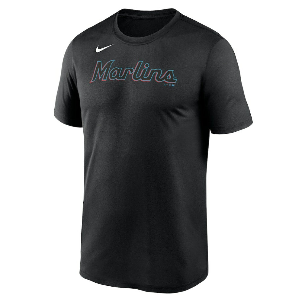 Black Miami Marlins Nike New Legend Wordmark Dri-FIT T-Shirt