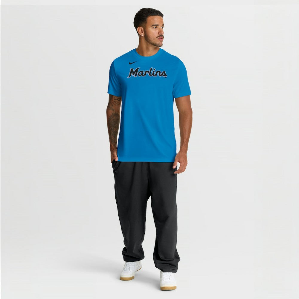 Light Blue Miami Marlins Nike New Legend Wordmark Dri-FIT T-Shirt