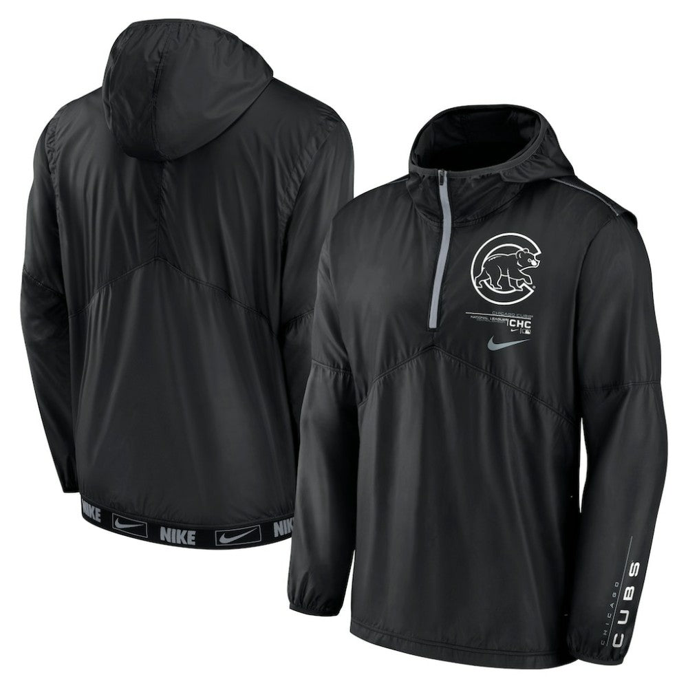 Black Chicago Cubs Nike Authentic Night Game Performance Half-Zip Windbreaker