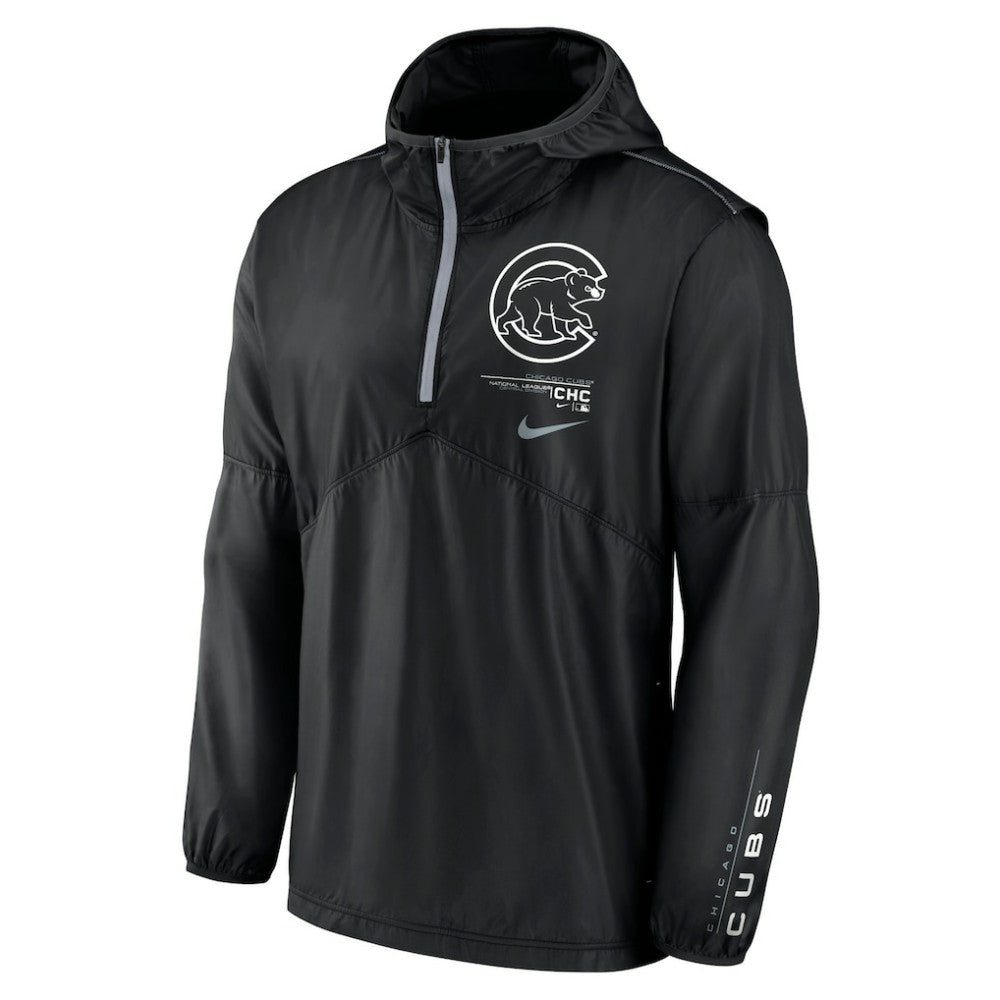 Black Chicago Cubs Nike Authentic Night Game Performance Half-Zip Windbreaker