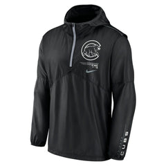 Black Chicago Cubs Nike Authentic Night Game Performance Half-Zip Windbreaker