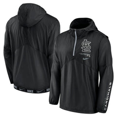 Black St. Louis Cardinals Nike Authentic Night Game Performance Half-Zip Windbreaker
