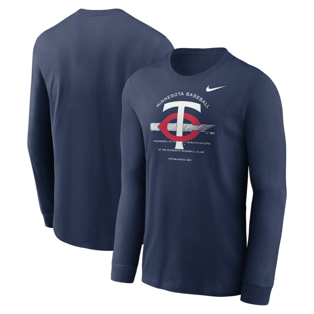 Navy Minnesota Twins Nike Over Arch Performance Long Sleeve T-Shirt