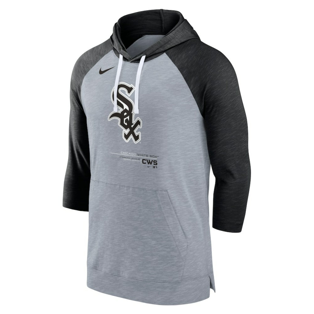 Heather Gray/Heather Black Chicago White Sox Nike Baseball Raglan 3/4-Sleeve Pullover Hoodie