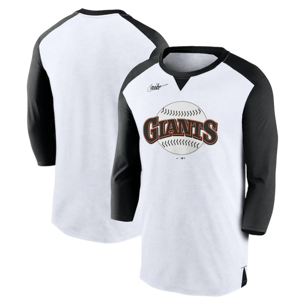 White/Black San Francisco Giants Nike Rewind 3/4-Sleeve T-Shirt