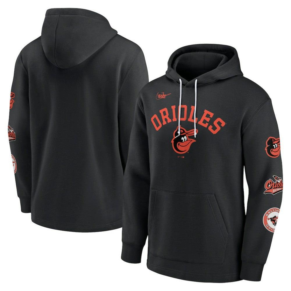 Black Baltimore Orioles Nike Rewind Lefty Pullover Hoodie