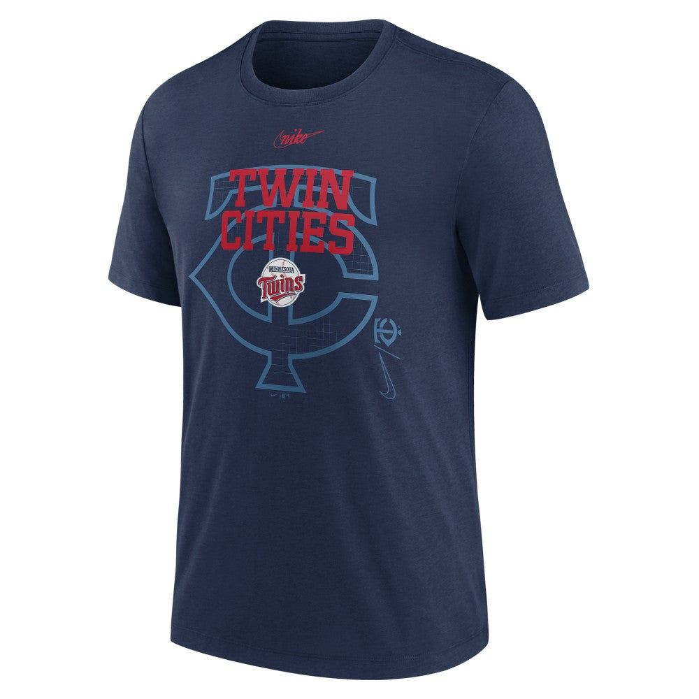 Navy Minnesota Twins Nike Rewind Retro Tri-Blend T-Shirt