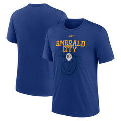 Royal Seattle Mariners Nike Rewind Retro Tri-Blend T-Shirt