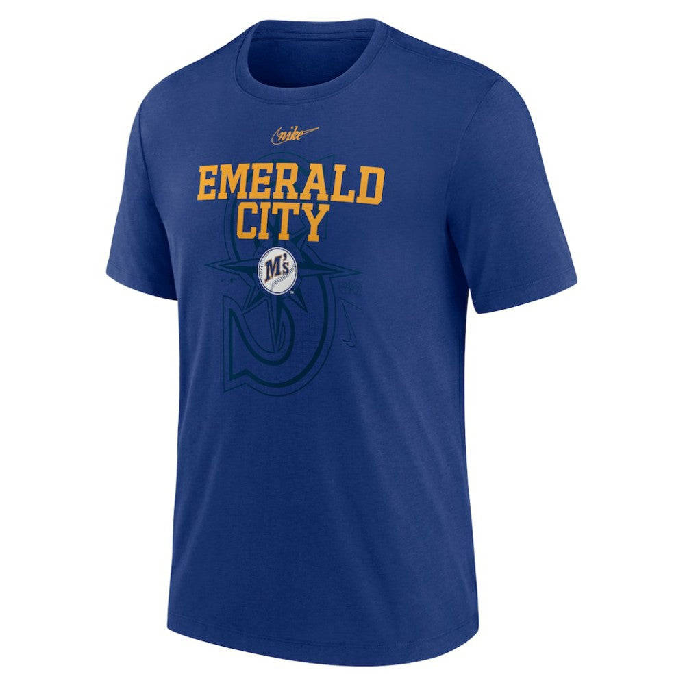 Royal Seattle Mariners Nike Rewind Retro Tri-Blend T-Shirt