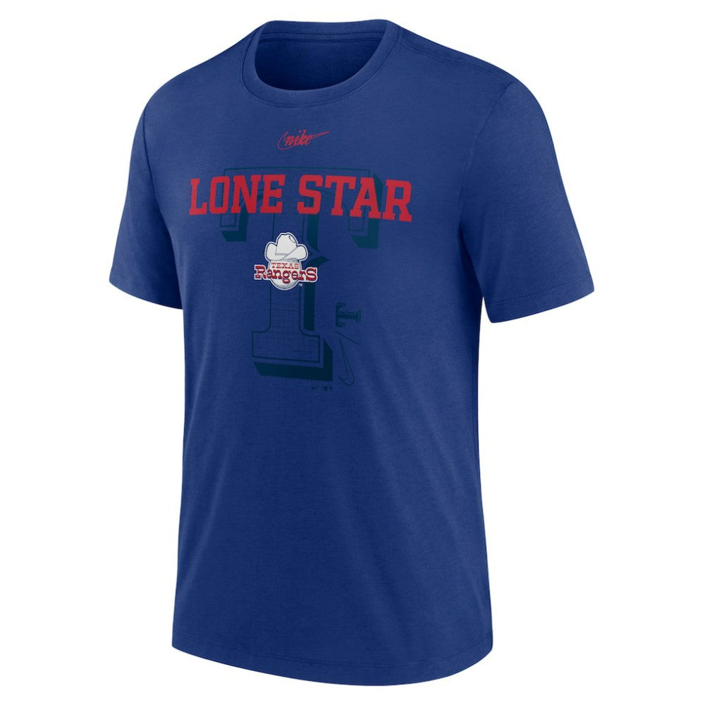 Royal Texas Rangers Nike Rewind Retro Tri-Blend T-Shirt
