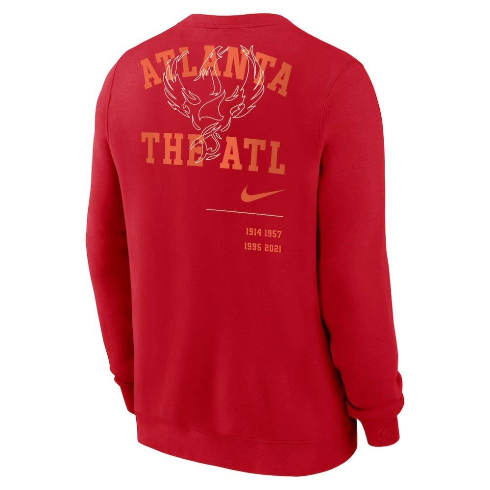 Red Atlanta Braves Nike Statement Ball Game Fleece Pullover Sweatshirt