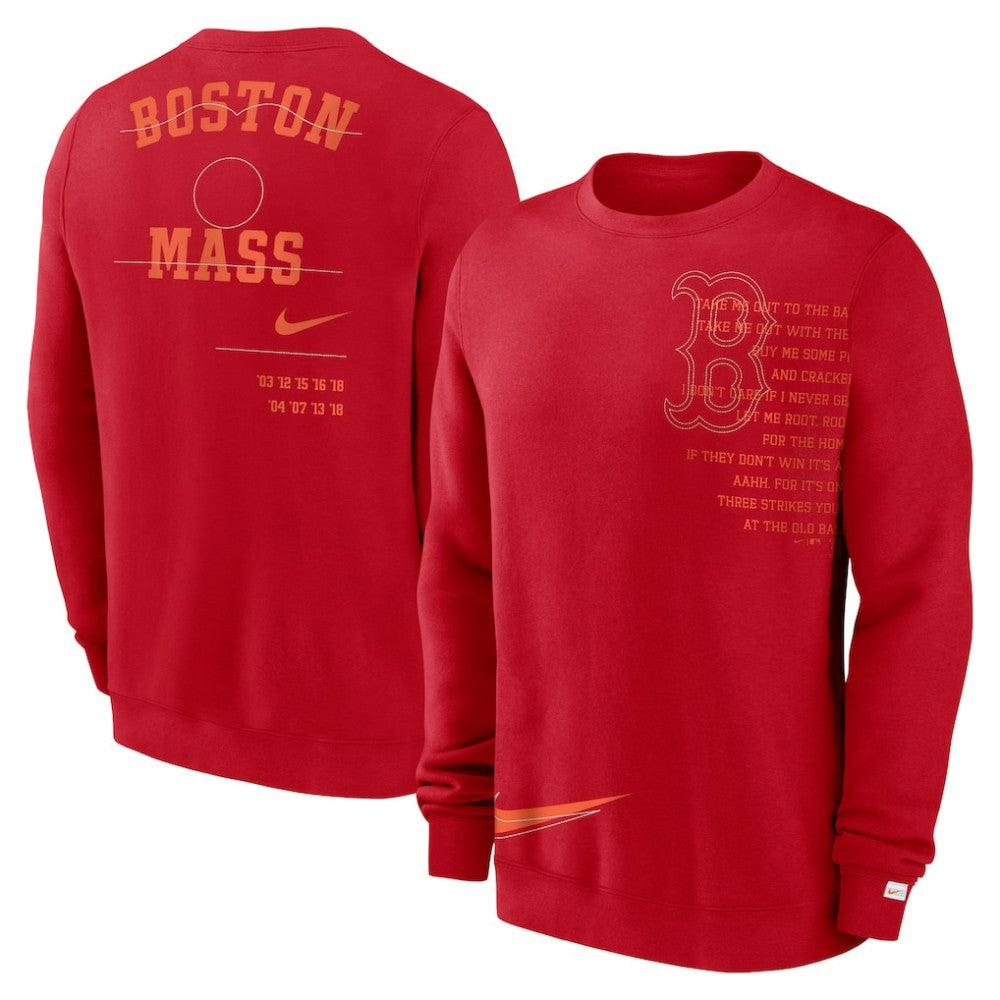 Red Boston Red Sox Nike Statement Ball Game Fleece Pullover Sweatshirt