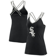 Black Chicago White Sox Fanatics Women's Barrel It Up Cross Back V-Neck Tank Top