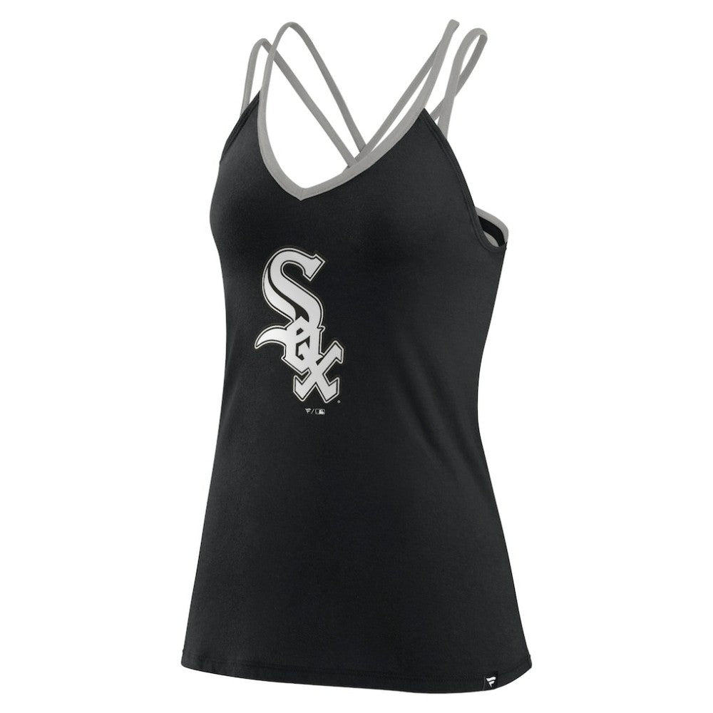 Black Chicago White Sox Fanatics Women's Barrel It Up Cross Back V-Neck Tank Top