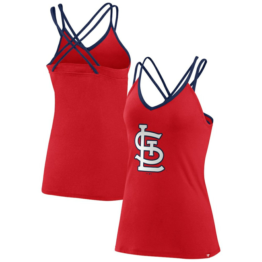 Red St. Louis Cardinals Fanatics Women's Barrel It Up Cross Back V-Neck Tank Top
