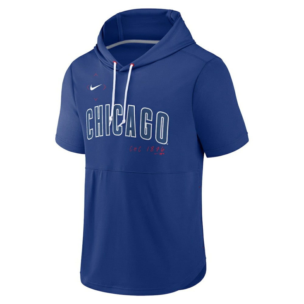Royal Chicago Cubs Nike Springer Short Sleeve Team Pullover Hoodie