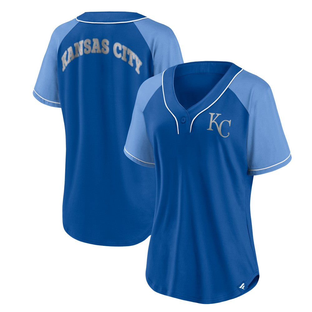 Royal Kansas City Royals Fanatics Women's Ultimate Style Raglan V-Neck T-Shirt