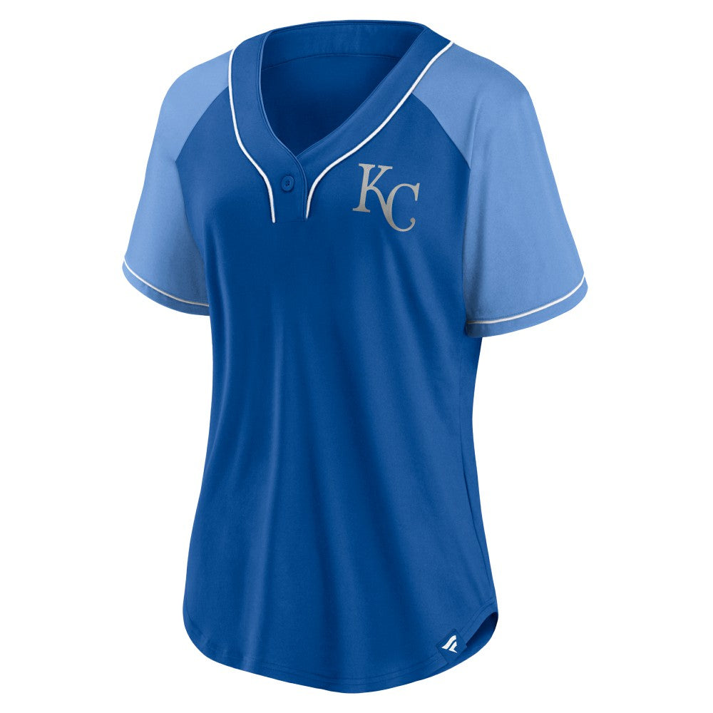 Royal Kansas City Royals Fanatics Women's Ultimate Style Raglan V-Neck T-Shirt