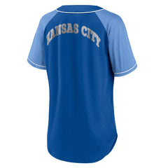 Royal Kansas City Royals Fanatics Women's Ultimate Style Raglan V-Neck T-Shirt