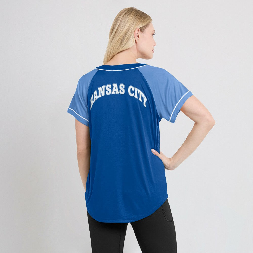 Royal Kansas City Royals Fanatics Women's Ultimate Style Raglan V-Neck T-Shirt