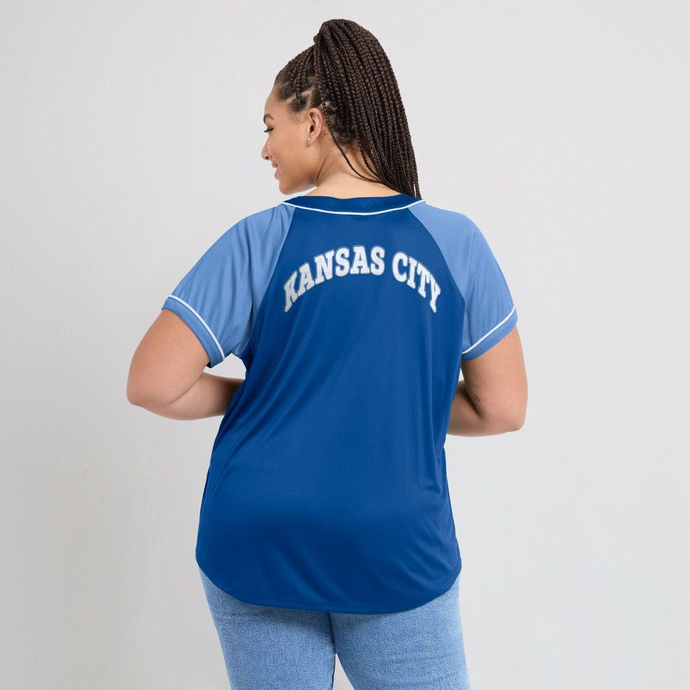 Royal Kansas City Royals Fanatics Women's Ultimate Style Raglan V-Neck T-Shirt