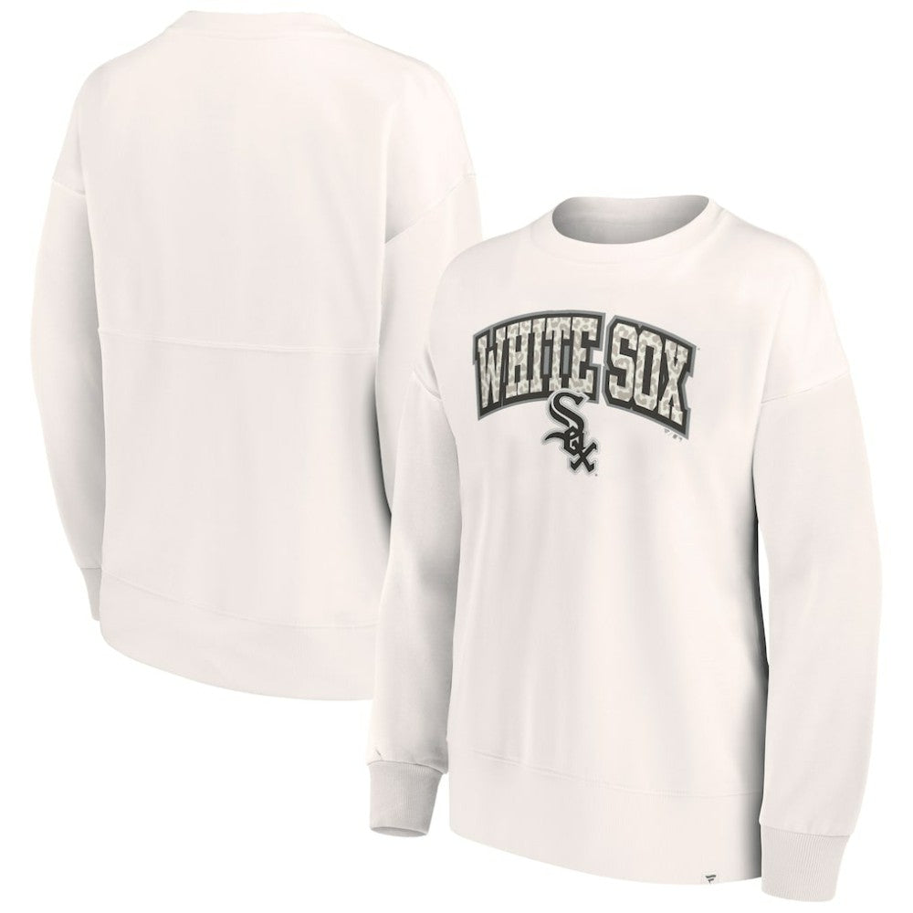 Cream Chicago White Sox Fanatics Women's Leopard Pullover Sweatshirt