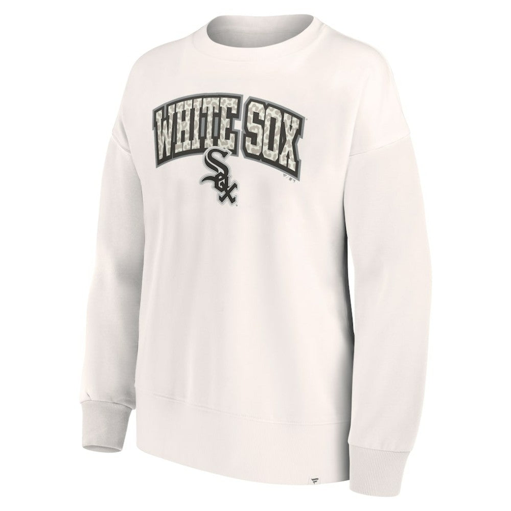 Cream Chicago White Sox Fanatics Women's Leopard Pullover Sweatshirt