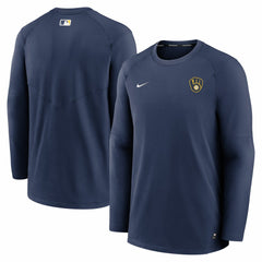 Navy Milwaukee Brewers Nike Authentic Collection Logo Performance Long Sleeve T-Shirt