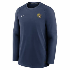 Navy Milwaukee Brewers Nike Authentic Collection Logo Performance Long Sleeve T-Shirt
