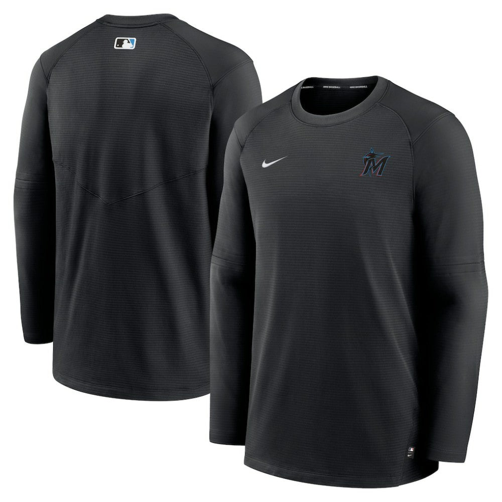 Black Miami Marlins Nike Authentic Collection Logo Performance Long Sleeve T-Shirt