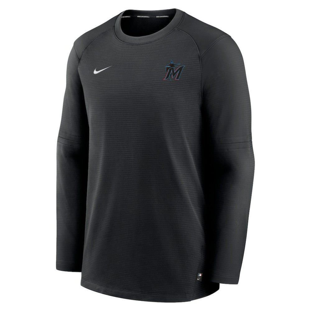Black Miami Marlins Nike Authentic Collection Logo Performance Long Sleeve T-Shirt