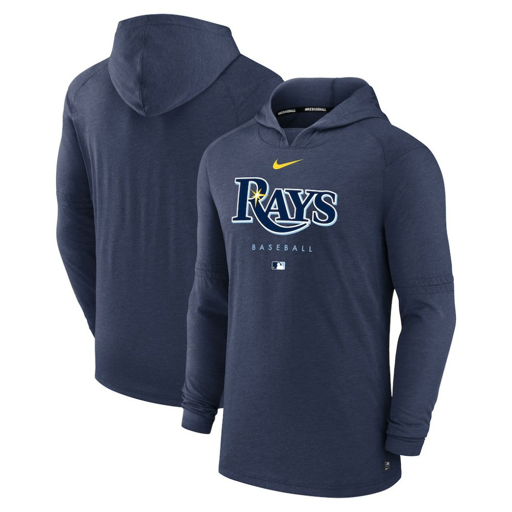 Heather Navy Tampa Bay Rays Nike Authentic Collection Lightweight Dri-FIT Hooded Pullover