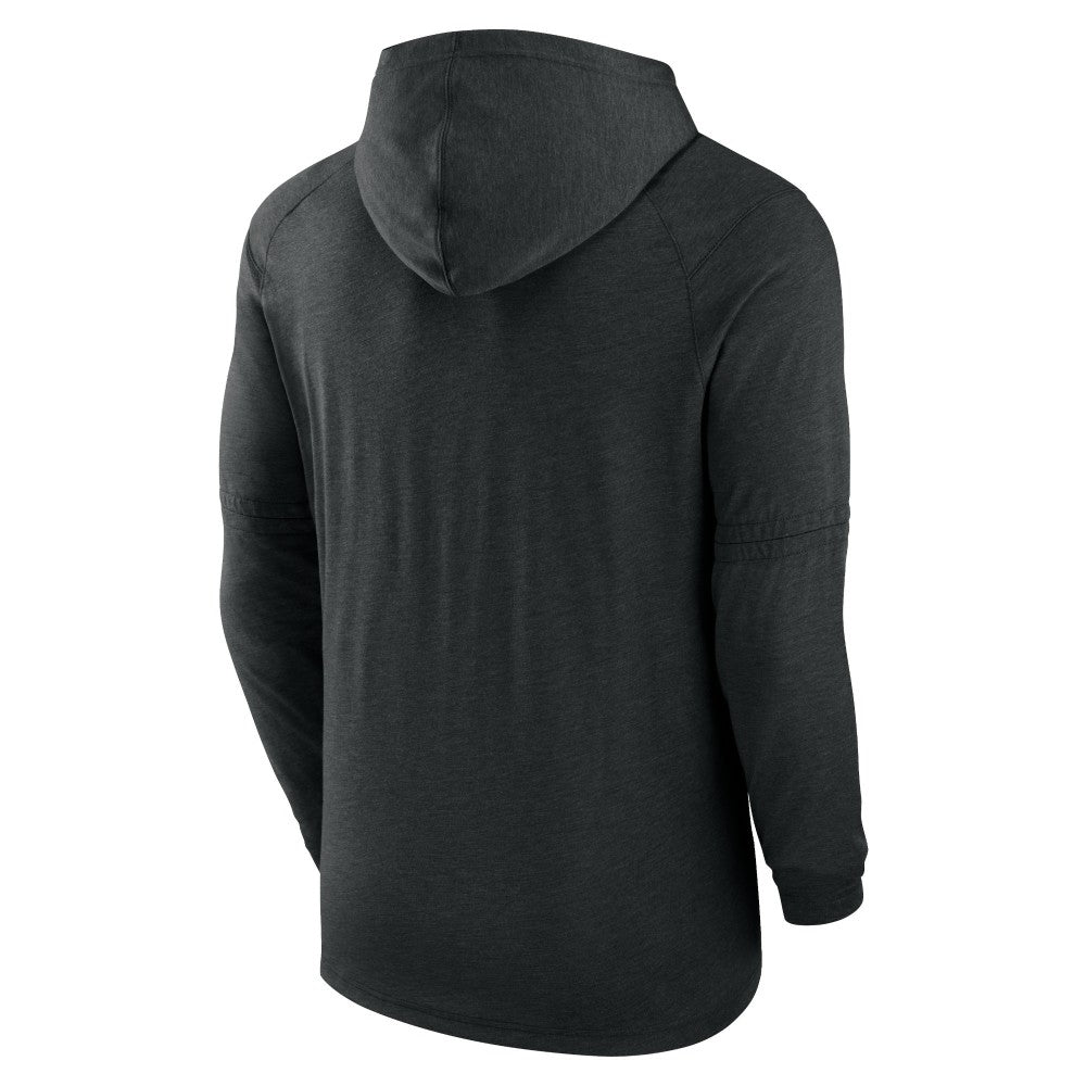 Heather Black Miami Marlins Nike Authentic Collection Lightweight Dri-FIT Hooded Pullover