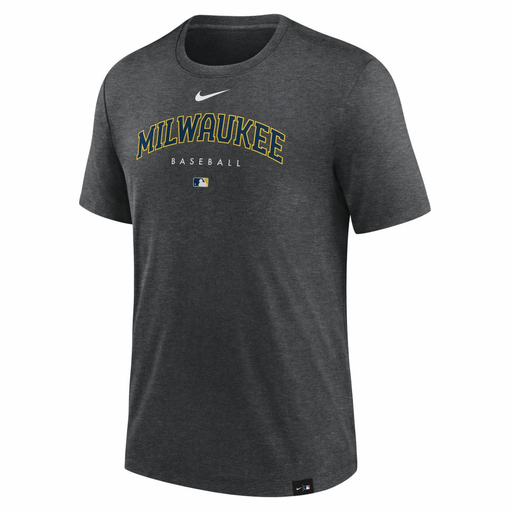 Heather Charcoal Milwaukee Brewers Nike Authentic Collection Early Work Tri-Blend Performance T-Shirt