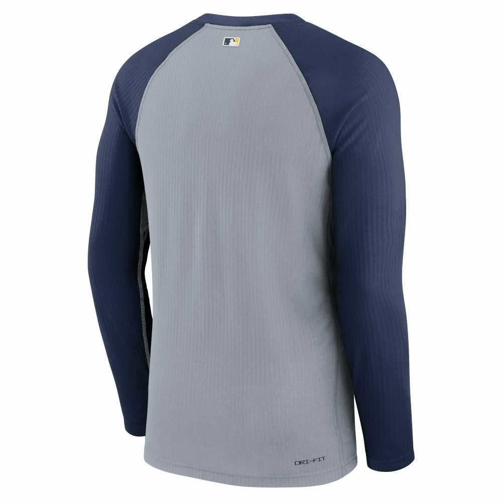 Gray Milwaukee Brewers Nike Authentic Collection Game Raglan Performance Long Sleeve T-Shirt
