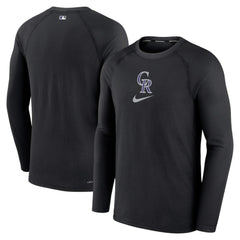Black Colorado Rockies Nike Authentic Collection Game Raglan Performance Long Sleeve T-Shirt