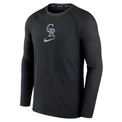 Black Colorado Rockies Nike Authentic Collection Game Raglan Performance Long Sleeve T-Shirt