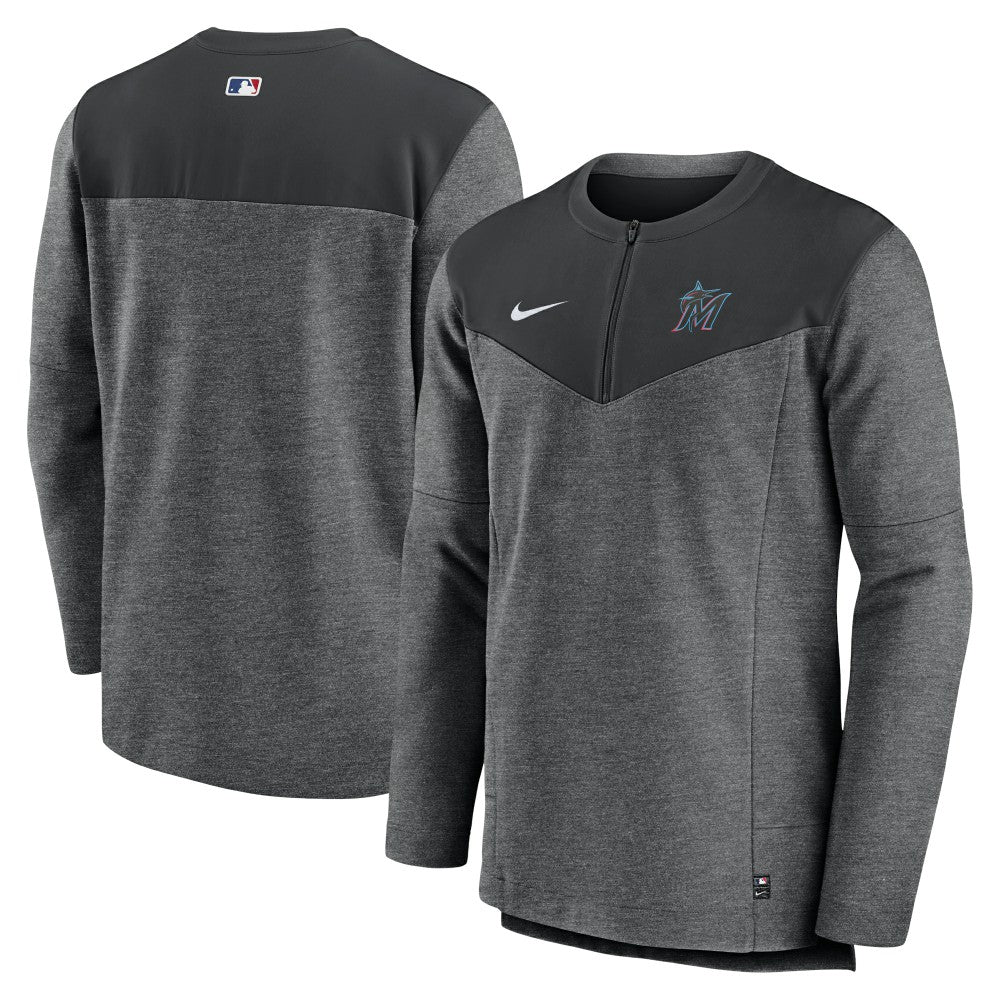 Black Miami Marlins Nike Authentic Collection Game Time Performance Half-Zip Top