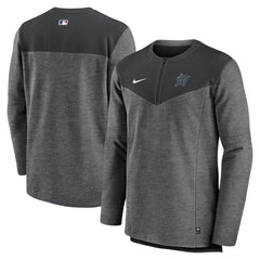 Black Miami Marlins Nike Authentic Collection Game Time Performance Half-Zip Top