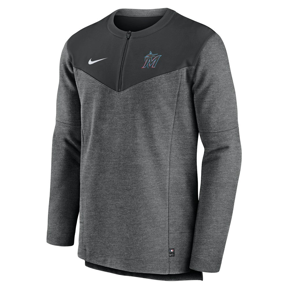 Black Miami Marlins Nike Authentic Collection Game Time Performance Half-Zip Top