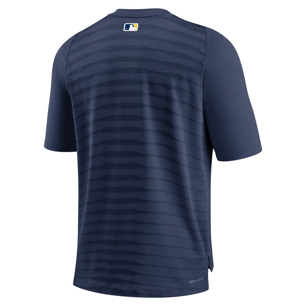 Navy Milwaukee Brewers Nike Authentic Collection Pregame Raglan Performance V-Neck T-Shirt