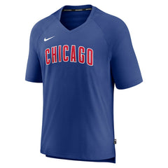 Royal Chicago Cubs Nike Authentic Collection Pregame Raglan Performance V-Neck T-Shirt