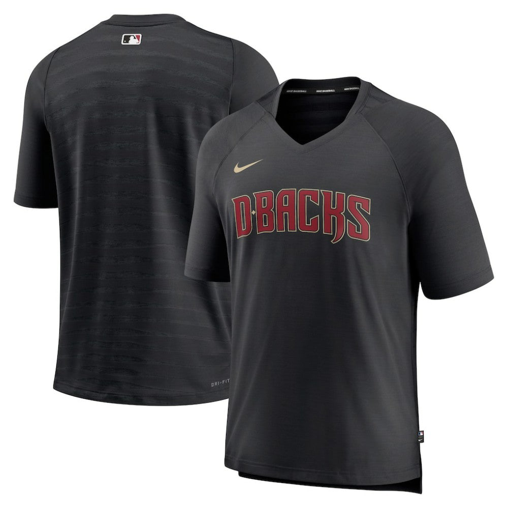 Black Arizona Diamondbacks Nike Authentic Collection Pregame Raglan Performance V-Neck T-Shirt