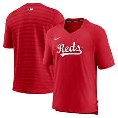 Red Cincinnati Reds Nike Authentic Collection Pregame Raglan Performance V-Neck T-Shirt