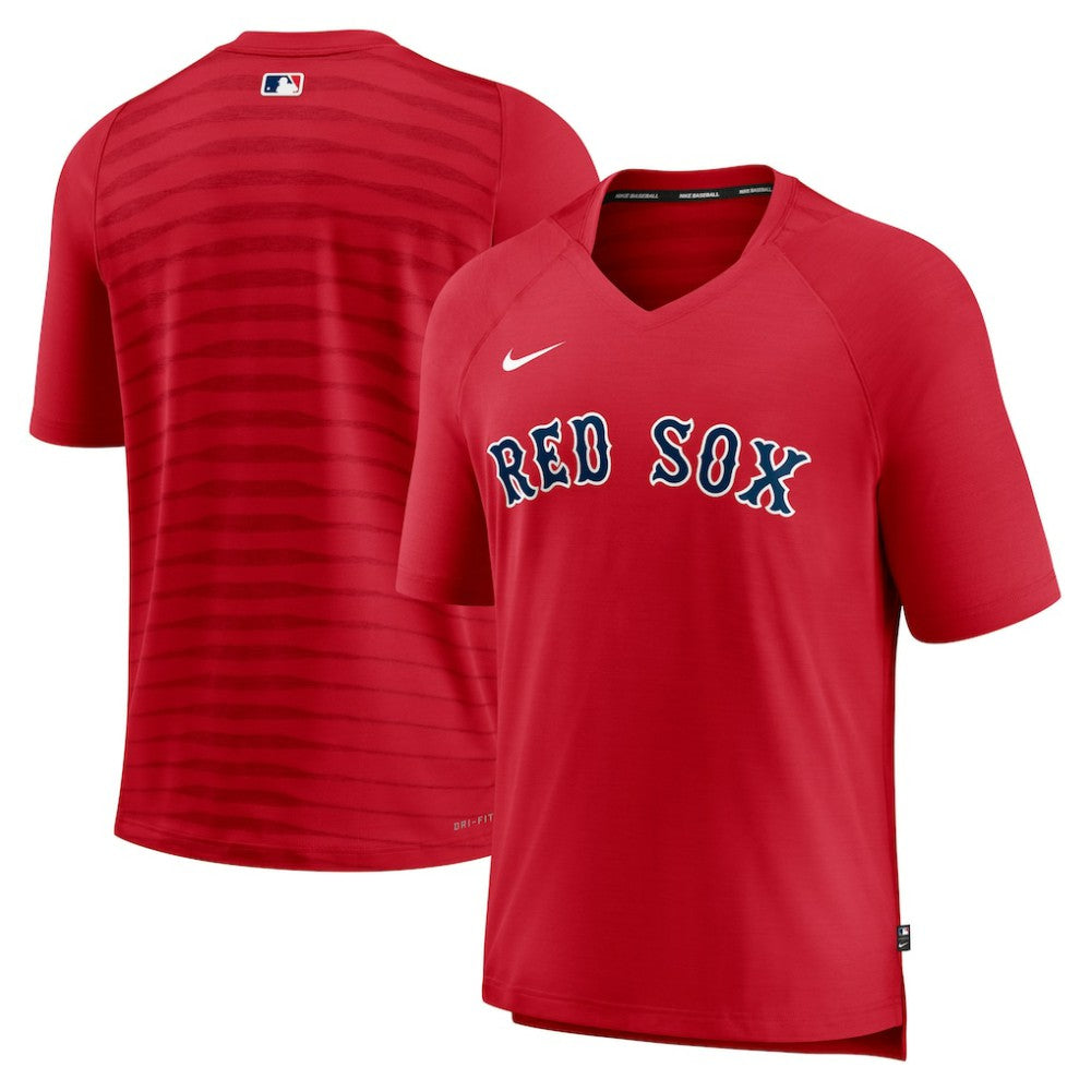 Red Boston Red Sox Nike Authentic Collection Pregame Raglan Performance V-Neck T-Shirt