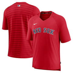 Red Boston Red Sox Nike Authentic Collection Pregame Raglan Performance V-Neck T-Shirt