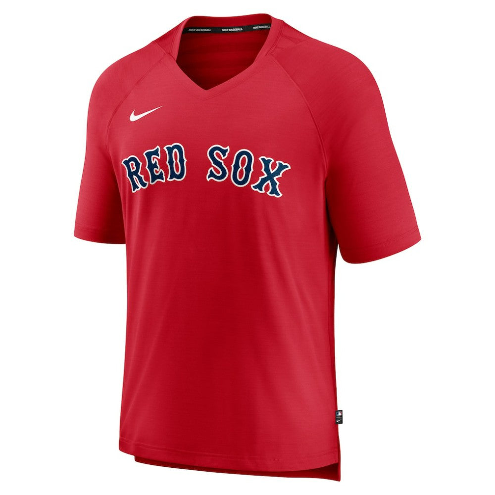 Red Boston Red Sox Nike Authentic Collection Pregame Raglan Performance V-Neck T-Shirt