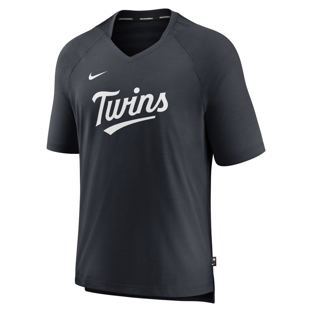 Navy Minnesota Twins Nike Authentic Collection Pregame Raglan Performance V-Neck T-Shirt